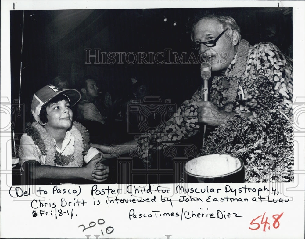 1980 Press Photo Poster child for Muscular Dystrophy Christ Britt John Eastman - Historic Images