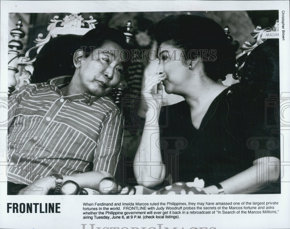 Press Photo Ferdinand and Imelda Marcos on Frontline - Historic Images