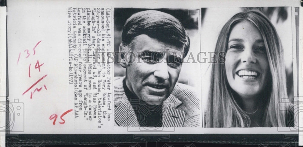 1971 Actor Peter Lawford Fiance Mary Rowan Engagement Announcement - Historic Images