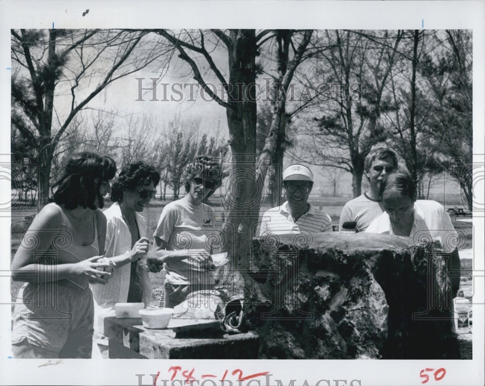 1984 Press Photo Picnic For Retiring Independent Staffer Doris Walton - Historic Images