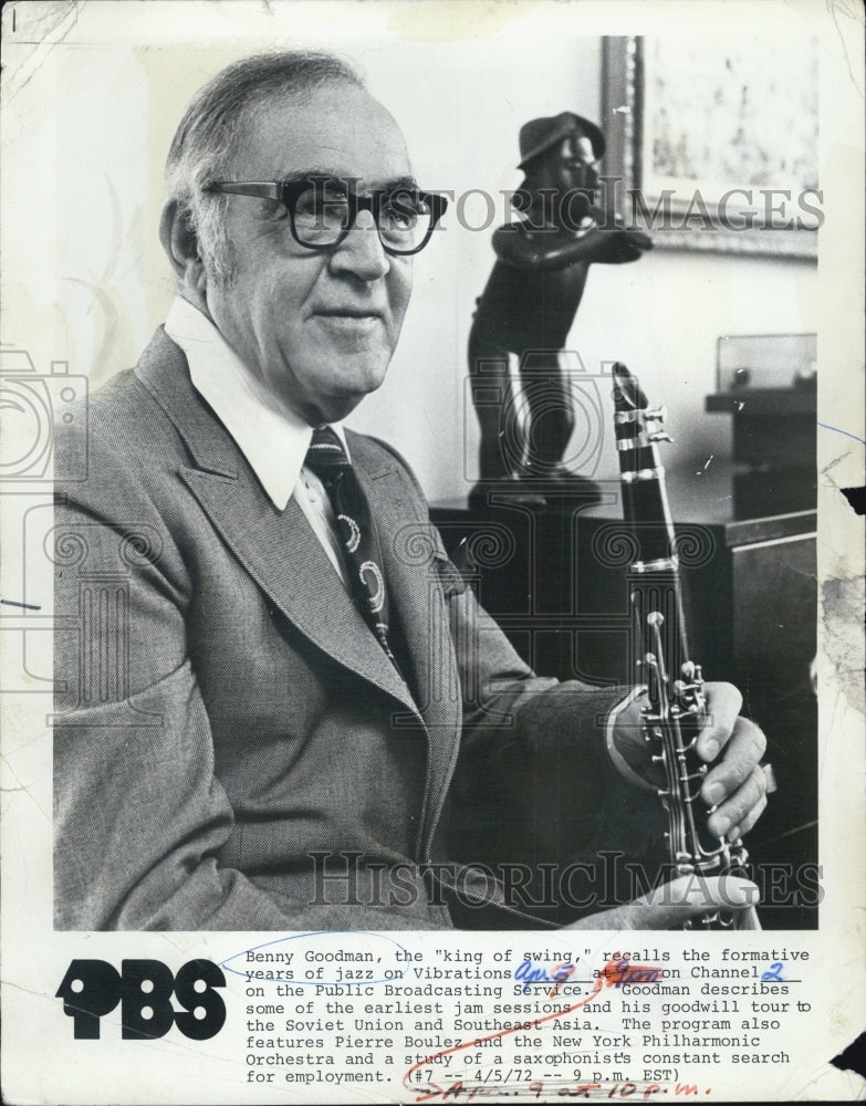 1973 Press Photo Benny Goodman - Historic Images