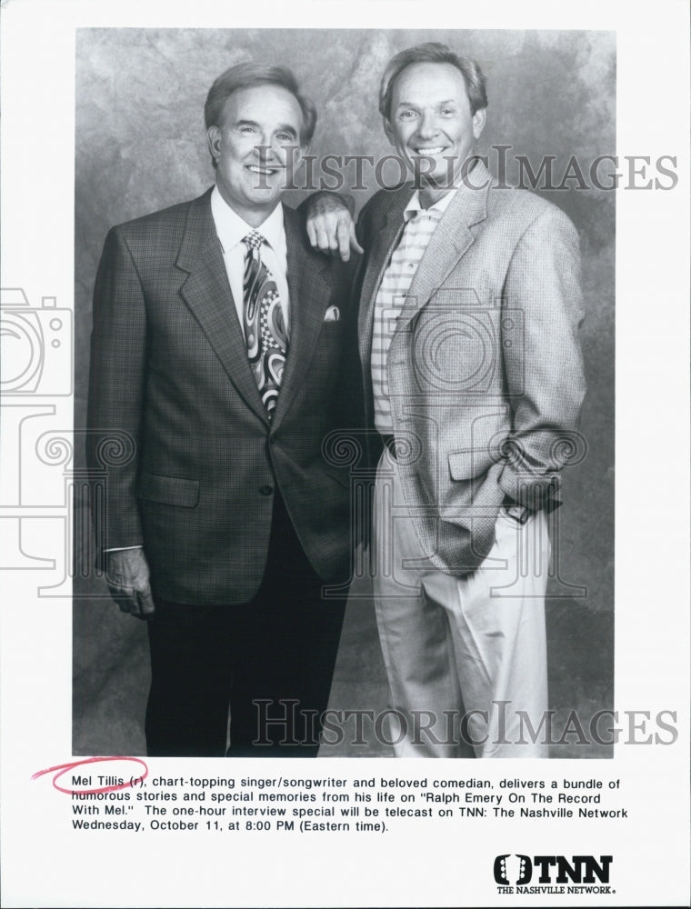 Press Photo Mel Tillis &amp; Ralph Emery on TNN. - Historic Images
