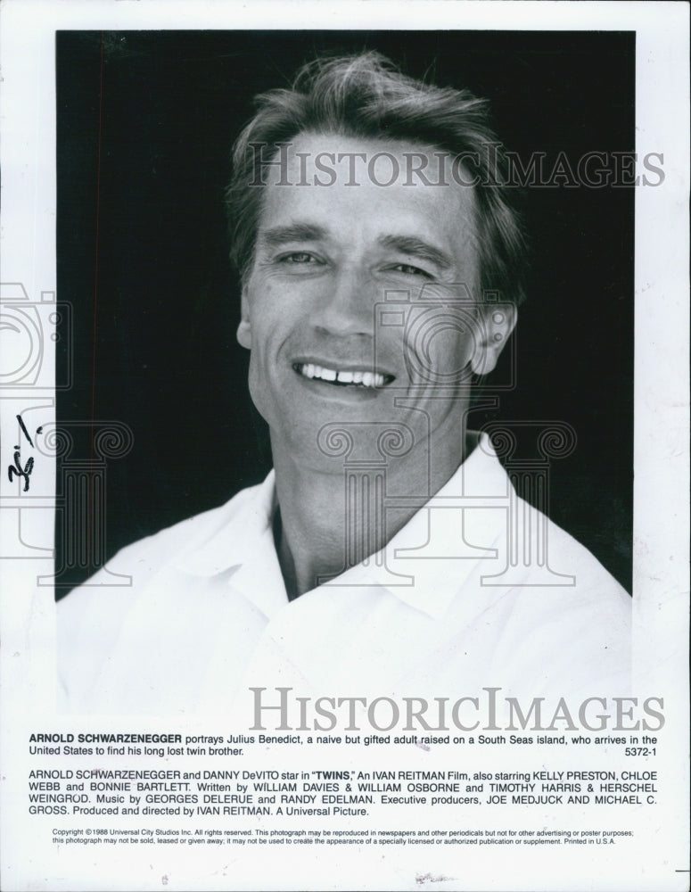 1988 Press Photo Arnold Schwarzenegger Actor Twins - Historic Images