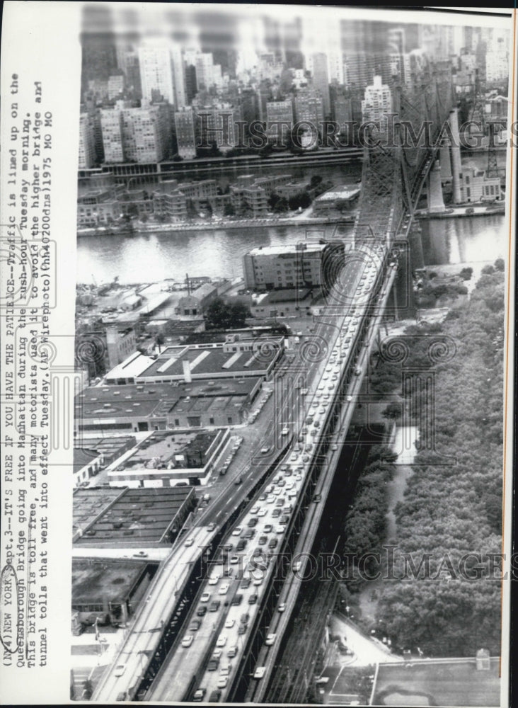 1991 Press Photo Traffic Queensborough Bridge Manhattan New York - Historic Images