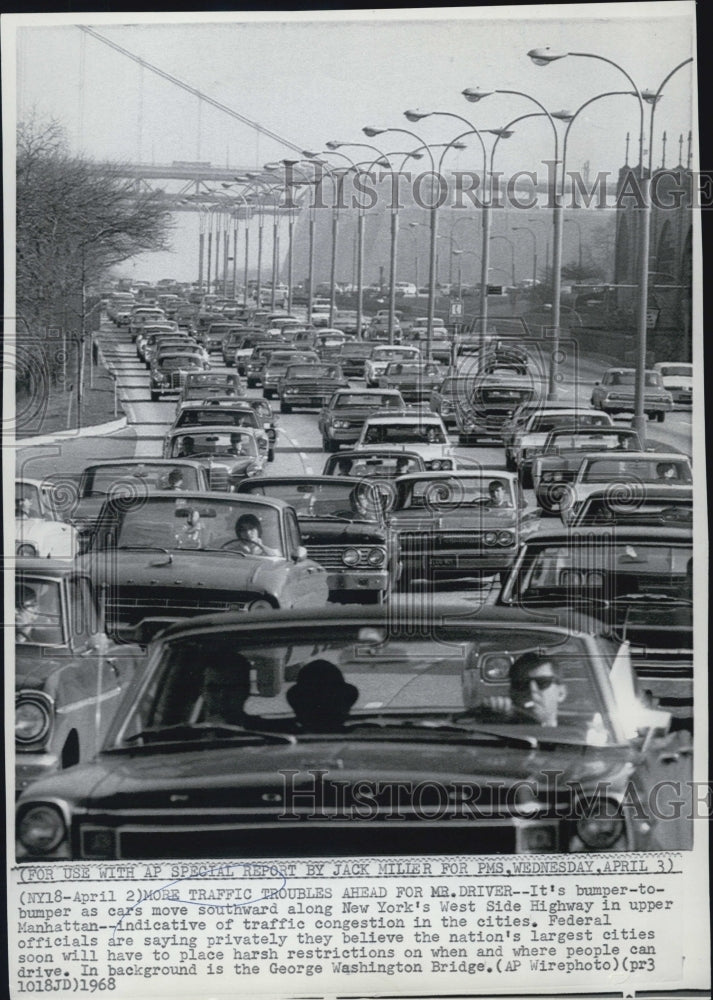 1968 Traffic Manhattan New York George Washington Bridge - Historic Images