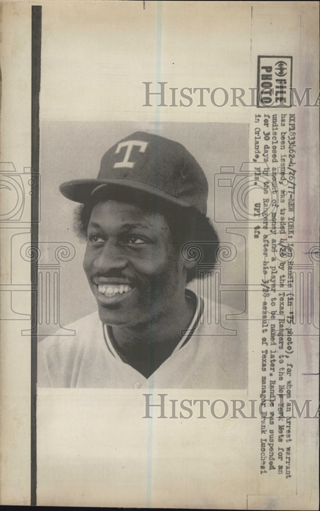 1977 Len Randle Texas Rangers baseball - Historic Images