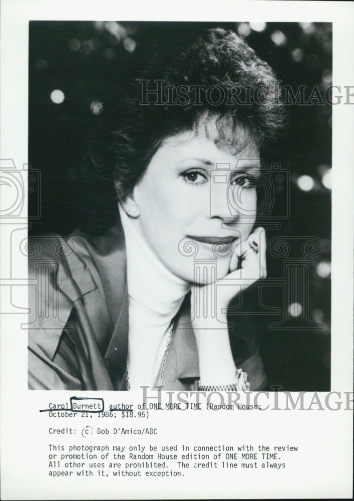 1986 Press Photo Burnett Author of &quot;One More Time&quot; - Historic Images