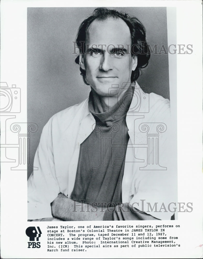 1987 Press Photo Singer Songwriter Guitarist James Taylor in Concert PBS - Historic Images