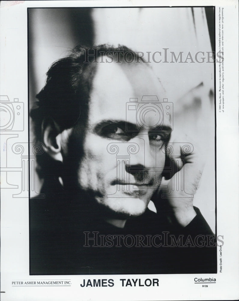 1991 Press Photo Singer Songwriter Guitarist James Taylor Columbia - Historic Images