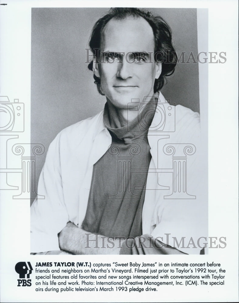 1992 Press Photo Singer James Taylor on PBS Special - Historic Images