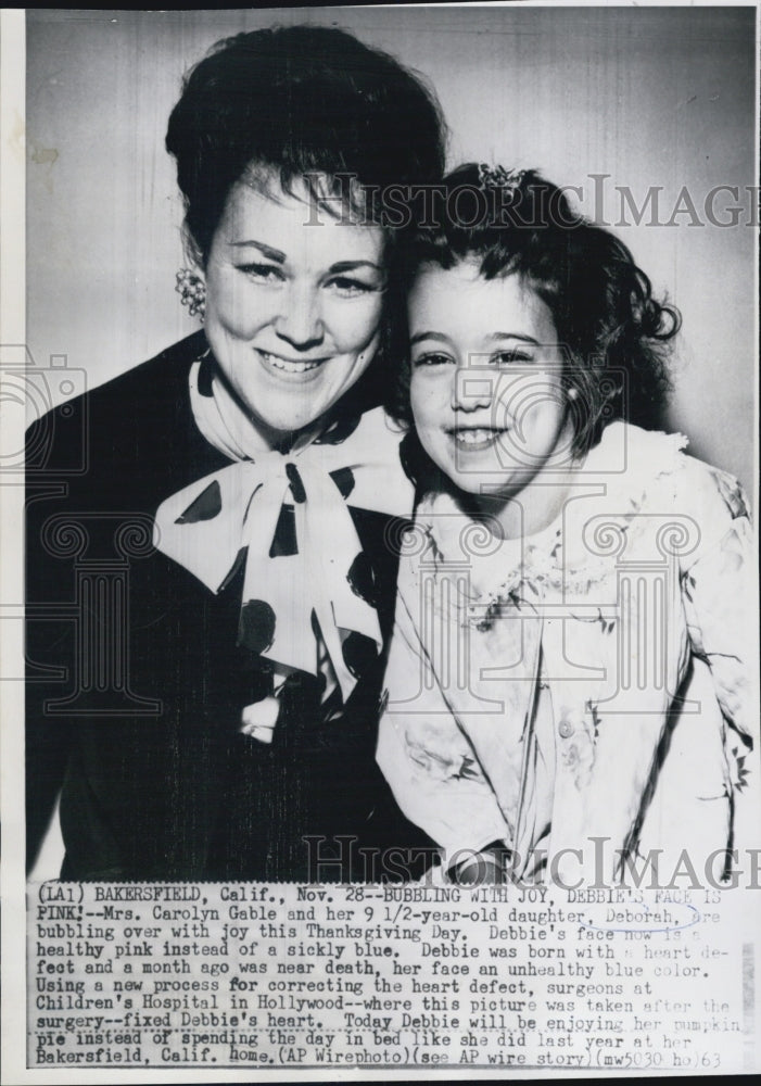 1963 Press Photo Carolyn Gable/Daughter Deborah Gable Born With Heart Defect - Historic Images