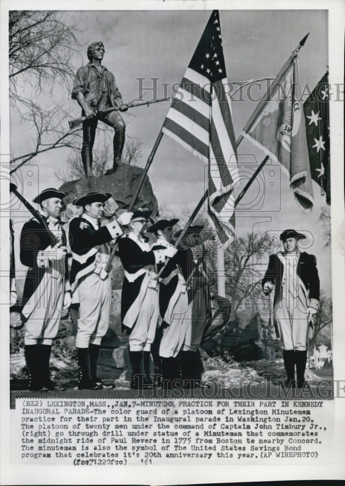 1961 Color Guard Platoon Lexington Inuagural Parade Capt. John - Historic Images