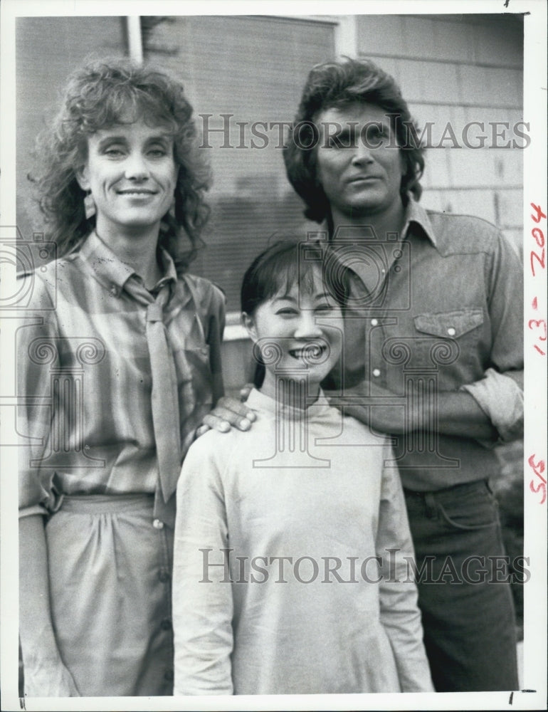 1984 Press Photo Michael Landon Denice Kumagai Jenny Sullivan Actors Highway To - Historic Images