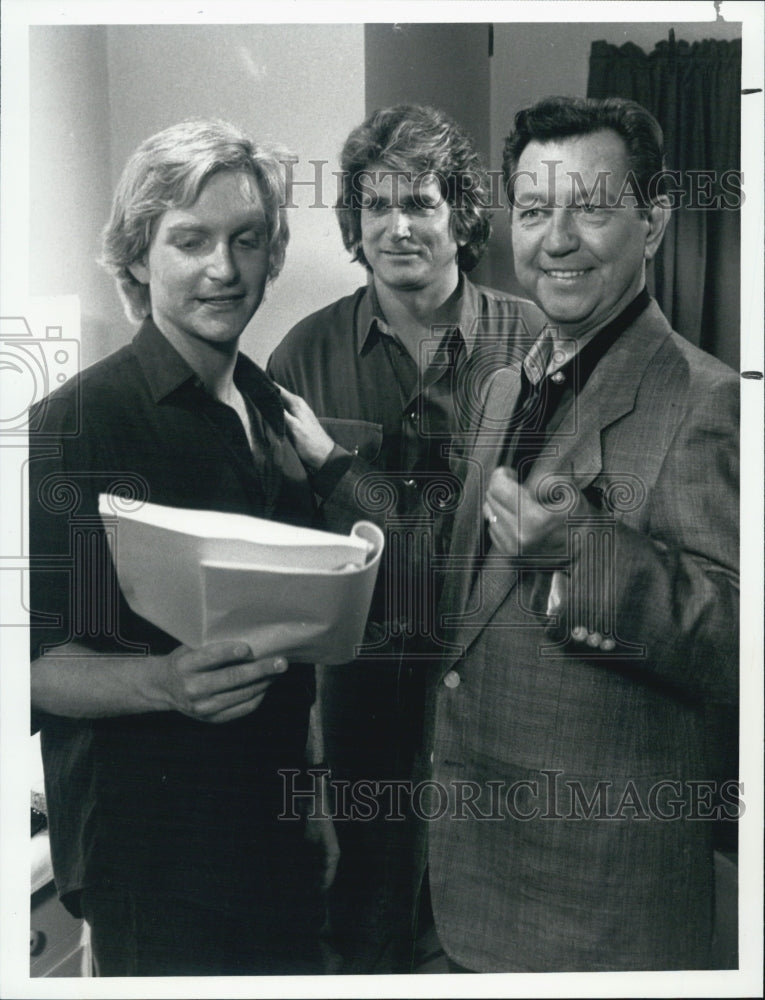 1987 Press Photo Donald O&#39;Connor Michael Landon Eric Douglas Actors Highway To - Historic Images