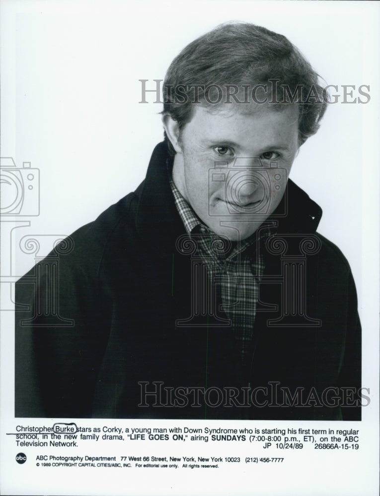 1989 Press Photo Christopher Burke/American Actor/Down Syndrome/Life Goes On - Historic Images