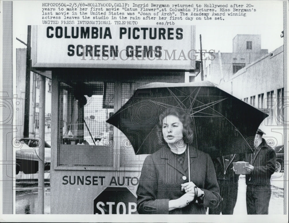 1969 Ingrid Bergman at Columbia Pictures. - Historic Images