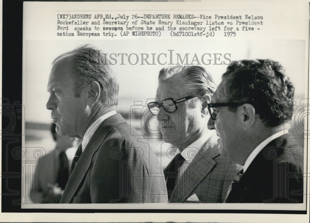 1975 President Ford Vice President Rockefeller And Henry Kissinger - Historic Images