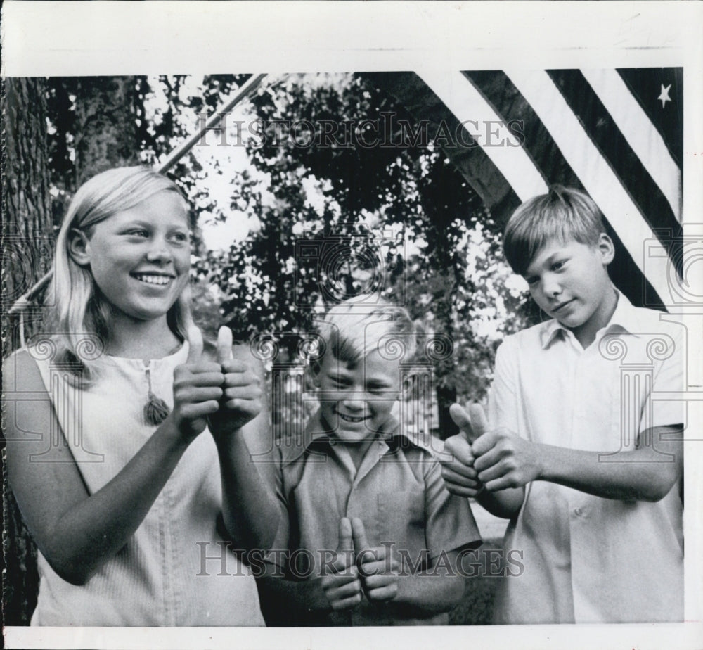 1969 Press Photo Jan Aldrin, Andrew Aldrin Mike Aldrin, children of Edwin - Historic Images