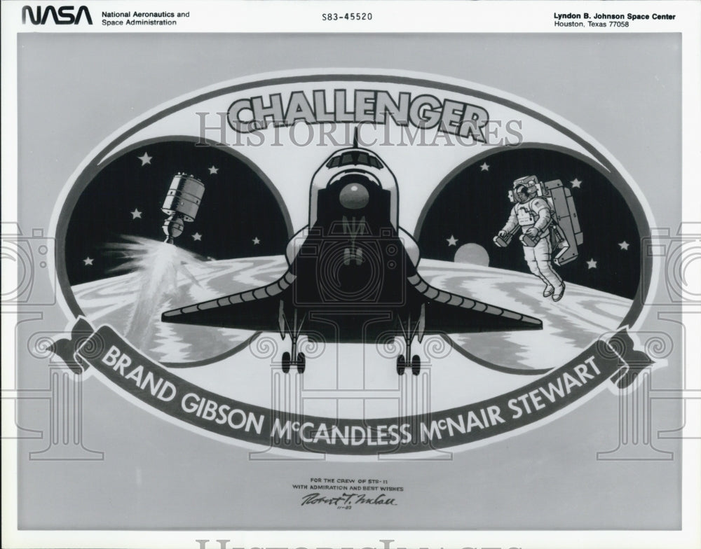 Press Photo Challenger Astronaut Art Space Gibson McCandless McNair - Historic Images