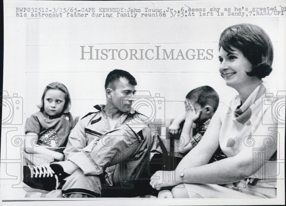 1965 John W. Young with family John Jr, 6, Sandy,7,and his wife. - Historic Images