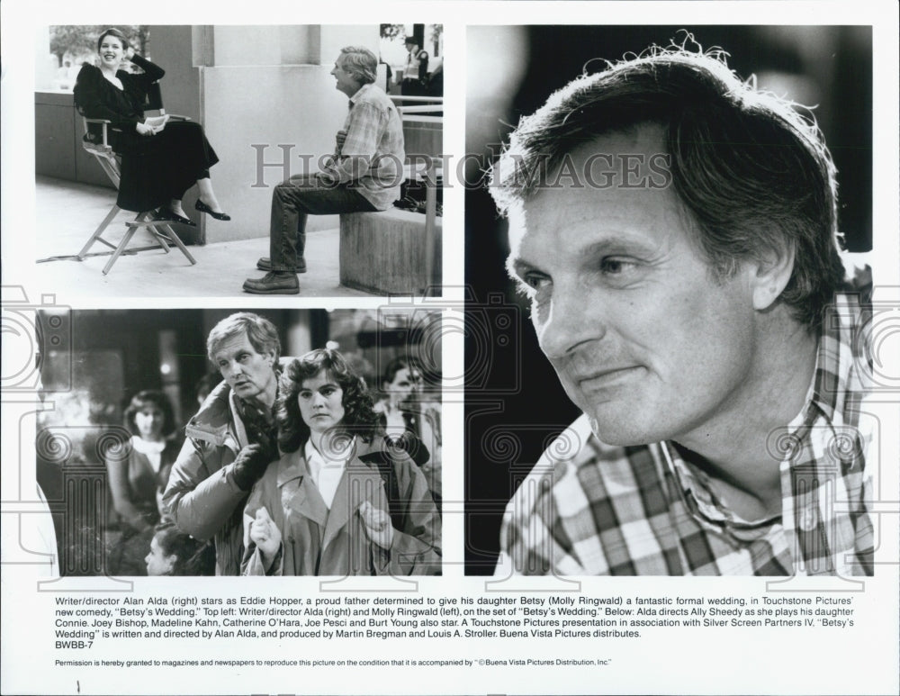1990 Press Photo Alan Alda, Molly Ringold and Ally Sheedy in &quot;Betsy&#39;s Wedding.&quot; - Historic Images