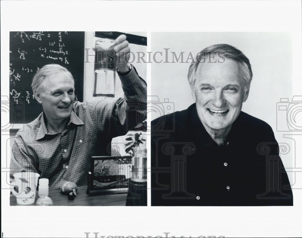 1999 Press Photo Alan Alda host &quot;Scientific American Frontiers&quot; - Historic Images