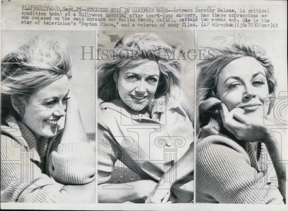 1965 American Actress Dorothy Malone after Heart-Lung Surgery - Historic Images