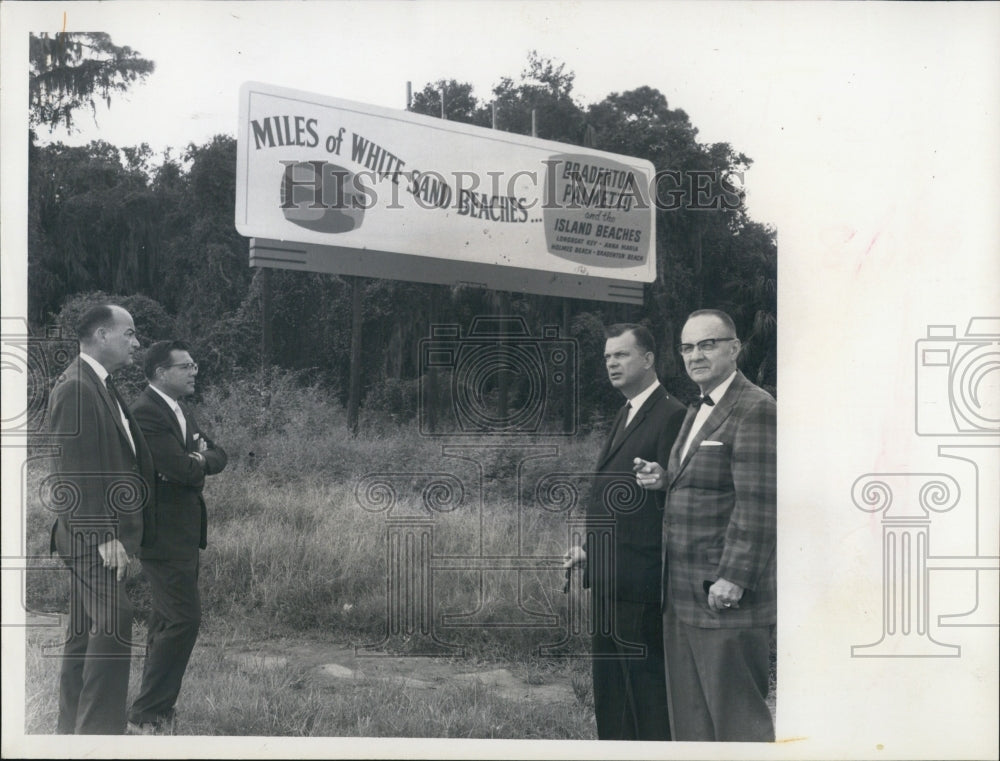 1968 of Manatee County beaches billboard sign - Historic Images