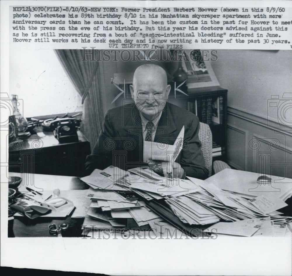 1963 Former President Herbert Hoover 89th Birthday - Historic Images