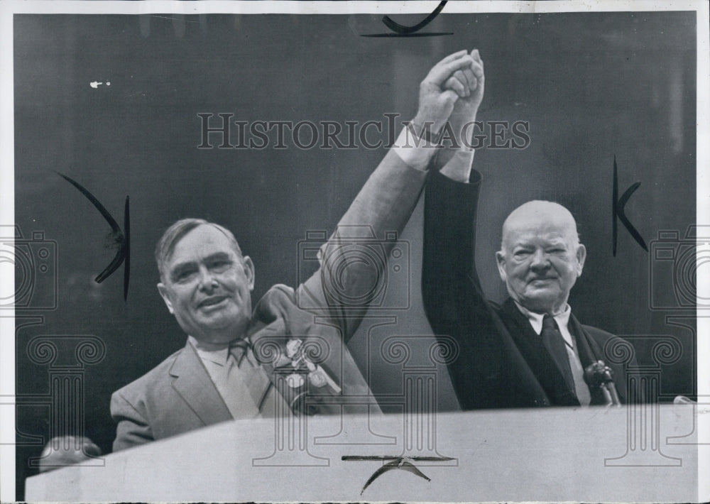 1956 Press Photo Republican Chairman Joseph Martin And President Herbert Hoover - Historic Images