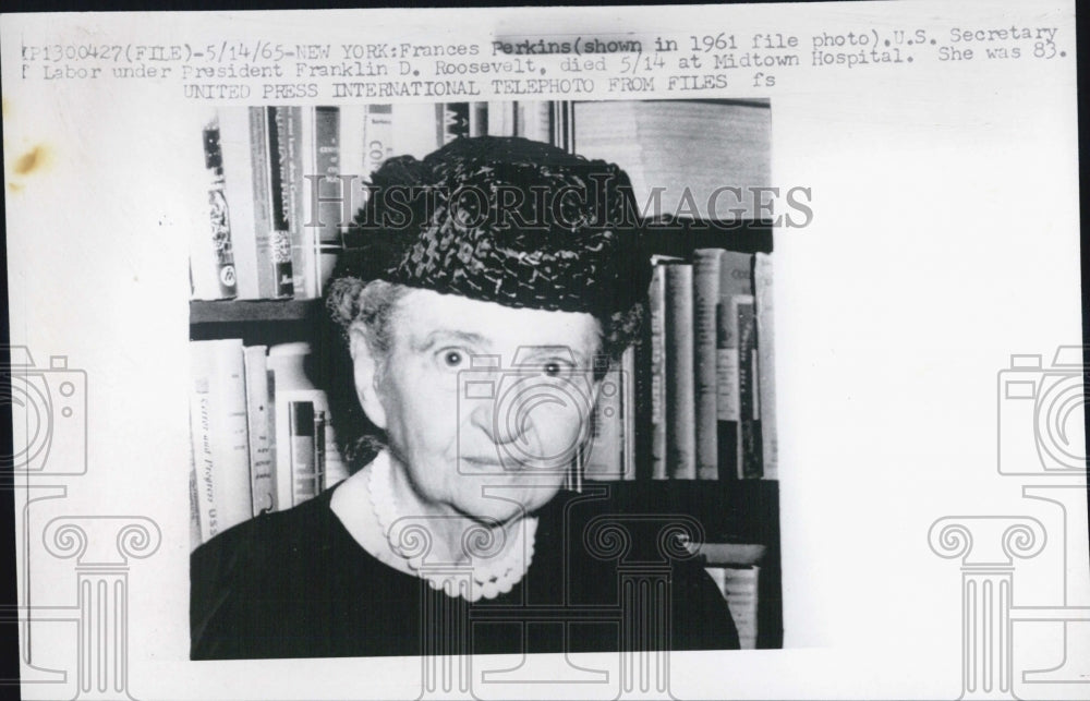 1965 Copy Perkins Secretary of Labor under Rooservelt Dies - Historic Images