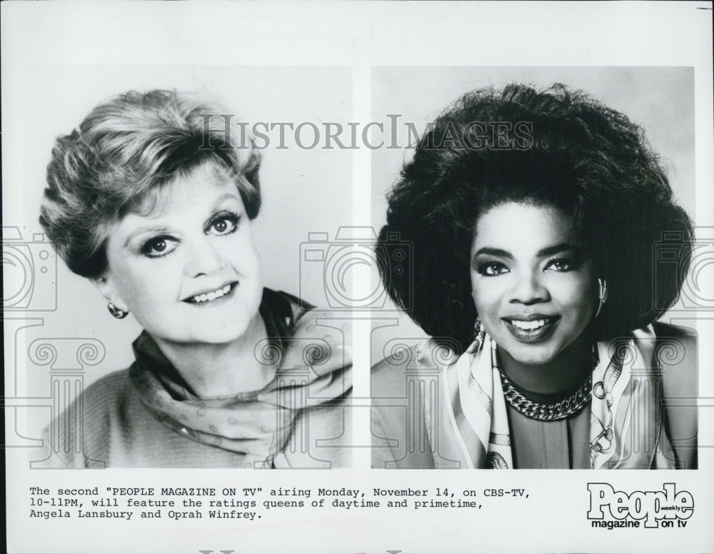 Press Photo Actress Angela Lansbury And Talk Show Host Oprah Winfrey - Historic Images