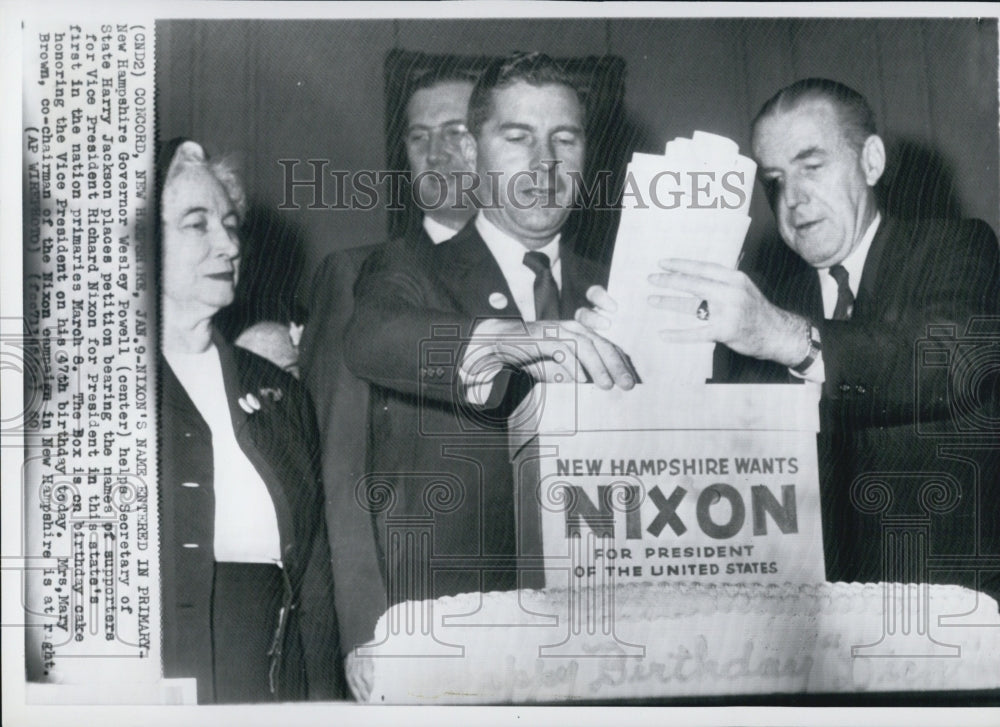 1960 Wesley Powell, Harry Jackson place petitions for Nixon - Historic Images