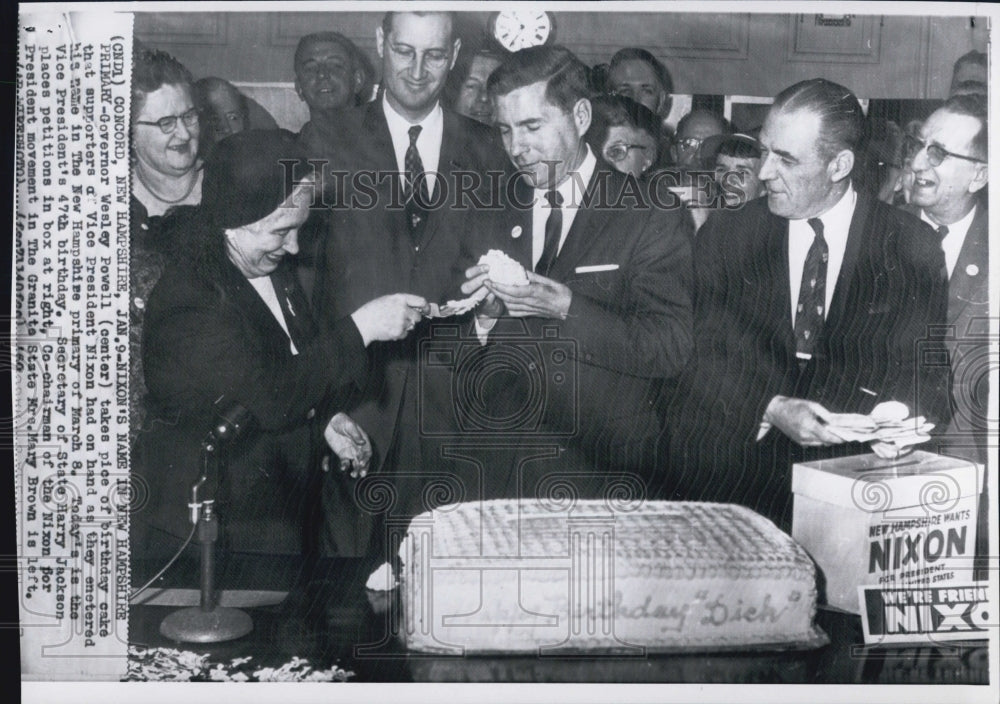 1960 Gov. Wesley Powell Takes Vice Pres. Nixon&#39;s Birthday Cake - Historic Images