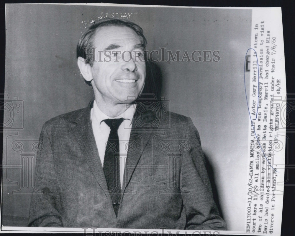 1962 Actor Gary Merrill Leaving Custody Court Smiling Santa Monica - Historic Images