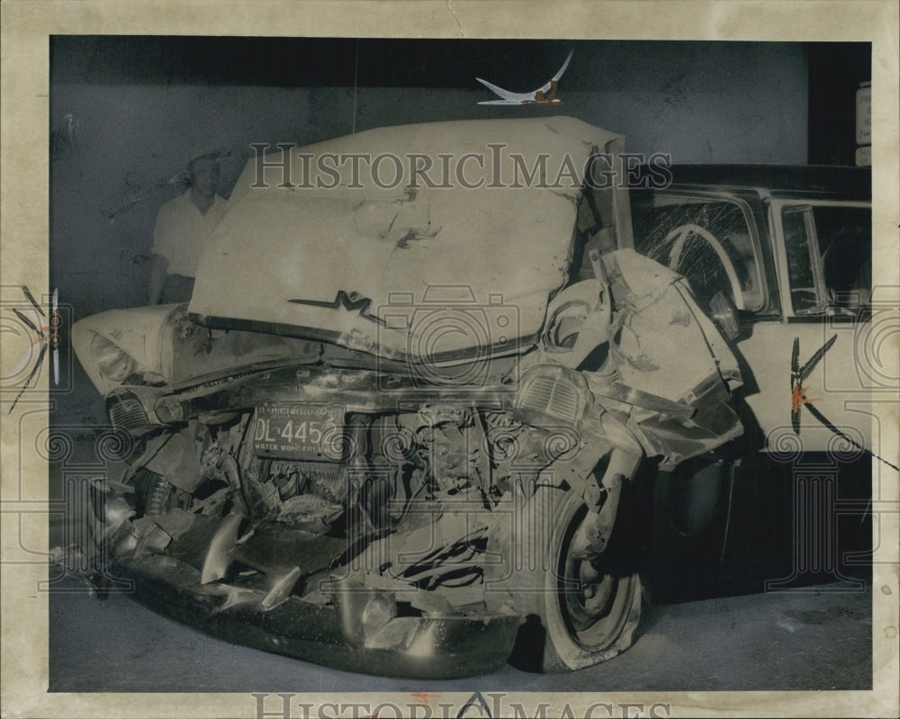 1957 Automobile Destroyed After Fatal Car Collision In Detroit-Historic Images