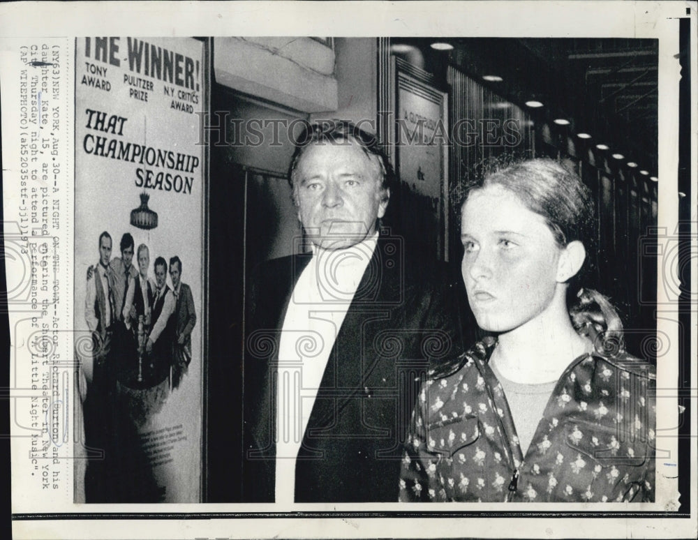 1973 Richard Burton Actor Daughter Kate Shubert Theater New York - Historic Images