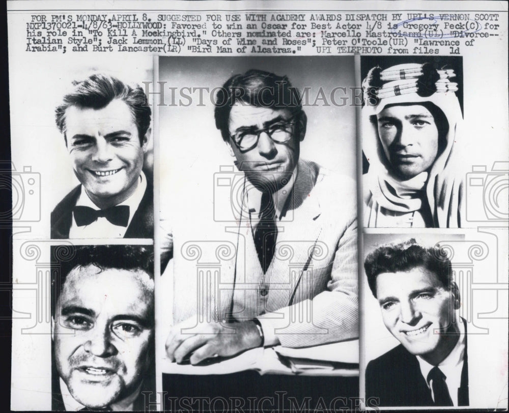 1963 Gregory Peck Marcello Mastroiani Jack Lemmon Peter O&#39;Toole etc - Historic Images