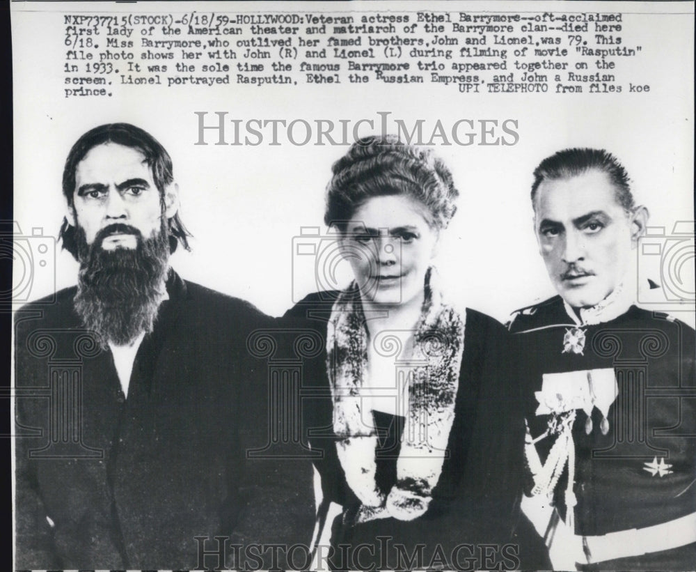 1959 Lionel John Ethel Barrymore Film &quot;Rasputin&quot; - Historic Images