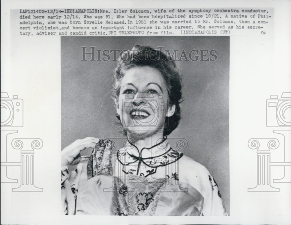 Press Photo Isler Solomon Wife of Symphony orchestra conducto, rPast away at 51 - Historic Images