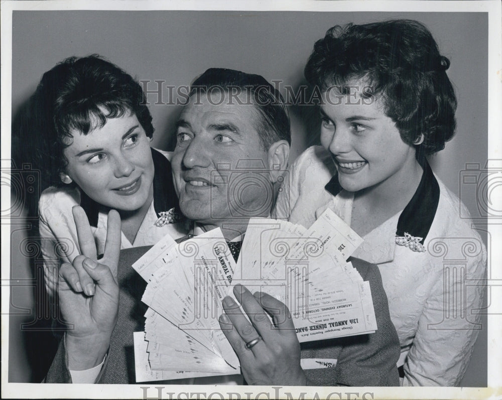 1959 Press Photo Walter Spirko, Pres&gt; of CNRA sells the first two tickets - Historic Images