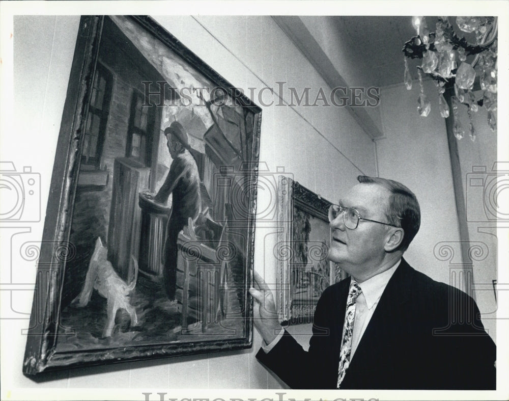 1991 Press Photo J.T. Antiques, Gov Jim Thompson Proprietor w/ Daughter Samantha - Historic Images