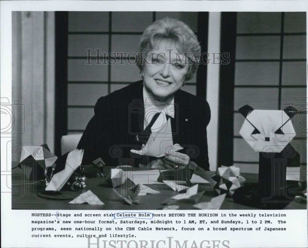 1983 Press Photo Celeste Holm Beyond The Horizon CBN Cable Network - Historic Images