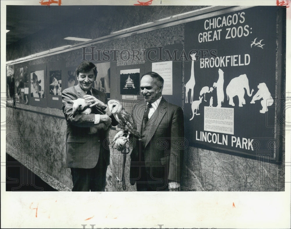 1983 Press Photo Lincoln Park Zoo Director Dr Lester Fisher And Dr George Rabb - Historic Images