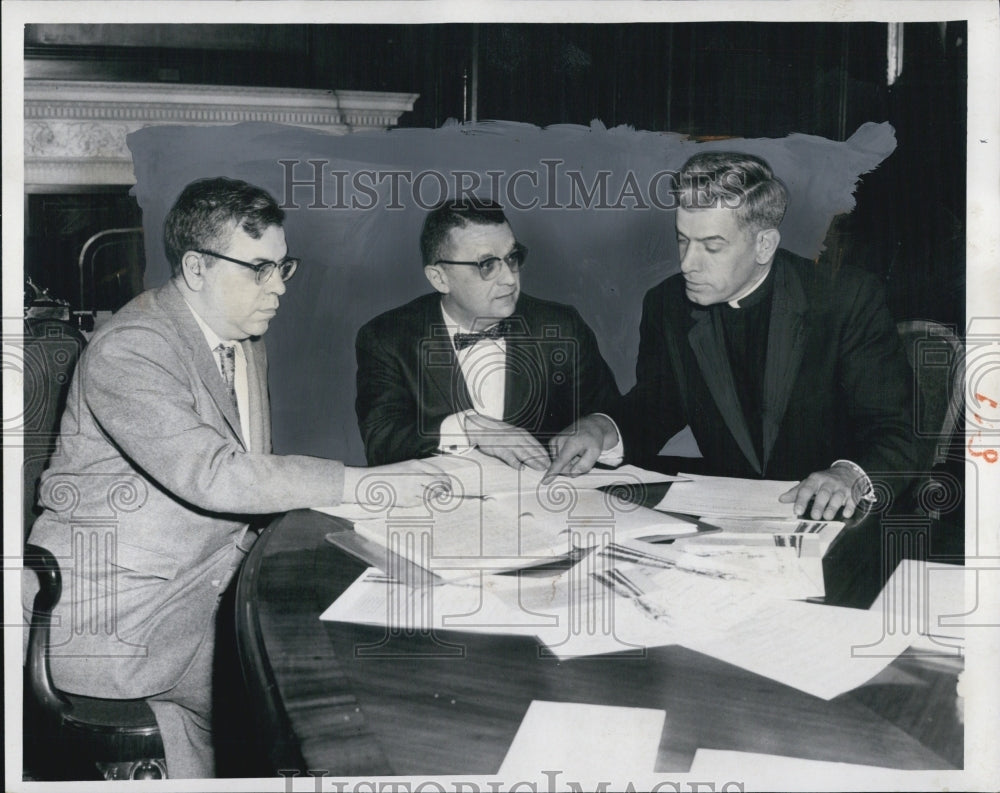 1958 Dr. John De Cicco, Dr. Haim Reingold and Rev. Cletus Hartmann - Historic Images