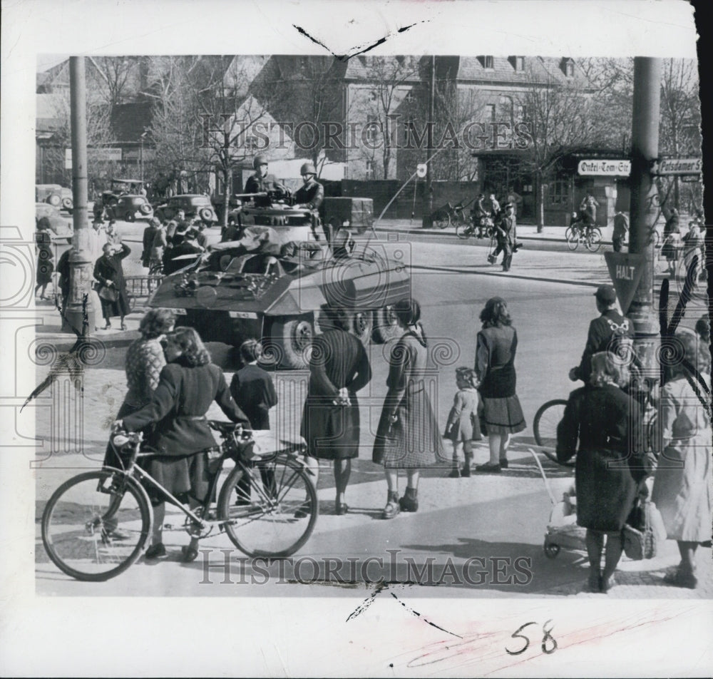 1950 American Troops In ATV On German Streets During Riot Drill - Historic Images