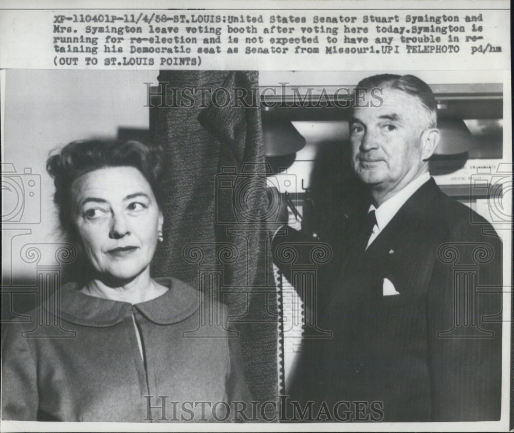 1958 Stuart Syminton United States Senator and wife - Historic Images