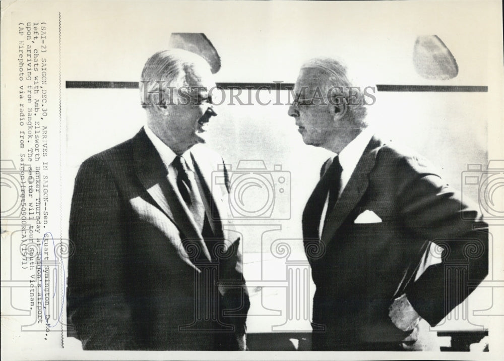 1971 Missouri Senator Stuart Symington With Amb. Ellsworth Bunker - Historic Images