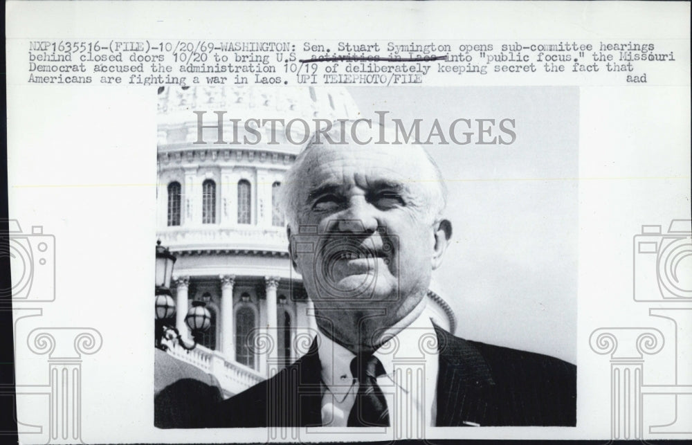 1969 Senator Stuart Symington in sub-committee hearings - Historic Images