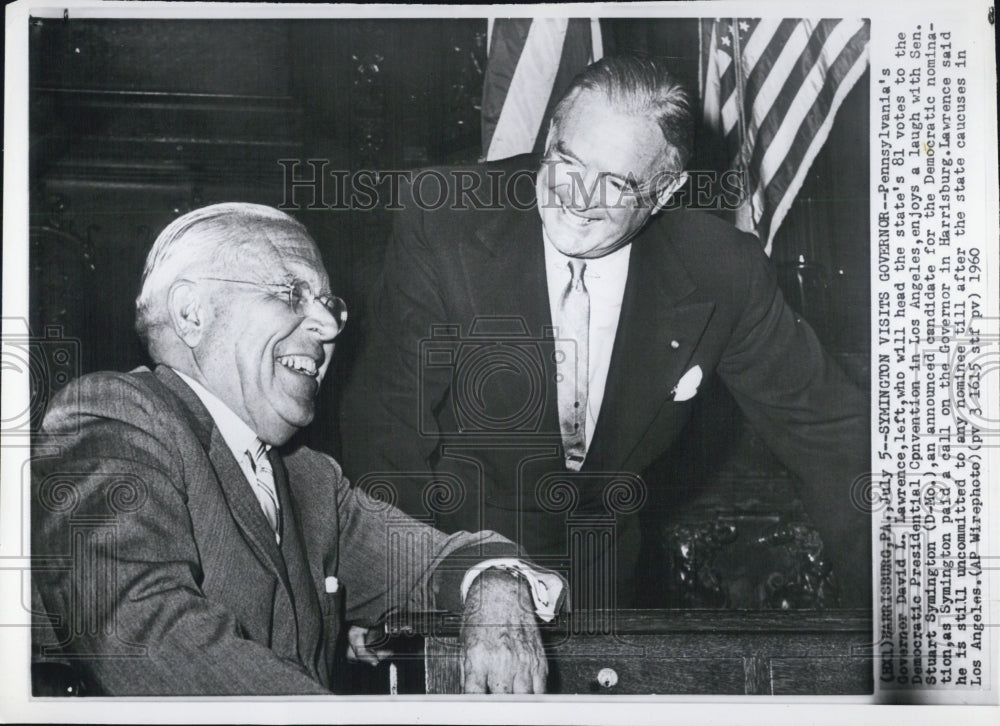 1960 Pennsylvania Governor David Lawrence Senator Stuart Symington - Historic Images